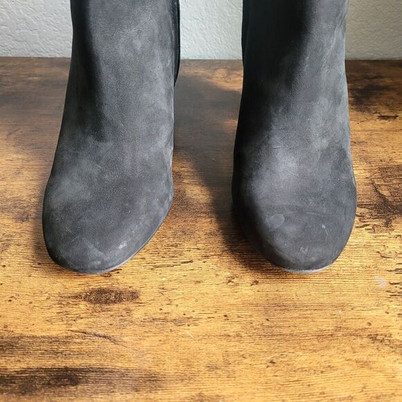 Sam Edelman Leather Upper Black Suede Zip Block Boots Womans Size 8.5 Round Toe - Picture 5 of 9